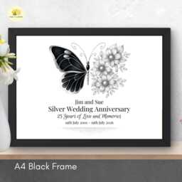 Personalised 25Th Wedding Anniversary Framed Print Silver Gift - A4 Or A3 Size - thumbnail 3