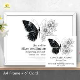 Personalised 25Th Wedding Anniversary Framed Print Silver Gift - A4 Or A3 Size - thumbnail 4