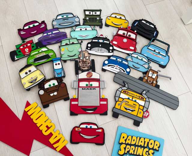 Wooden Free Standing/Wall Mounted Cars Characters Ornaments - Boys Girls Bedroom Decor - image 1