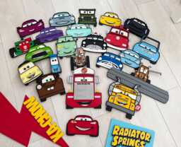 Wooden Free Standing/Wall Mounted Cars Characters Ornaments - Boys Girls Bedroom Decor - thumbnail 1