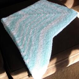"New Handmade Crocheted ""star"" Baby Blanket/Afghan in Turquoise Shimmer - 62" - thumbnail 2