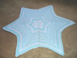 "New Handmade Crocheted ""star"" Baby Blanket/Afghan in Turquoise Shimmer - 62"