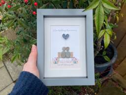 Personalised Silver Wedding Anniversary Gift, 25Th Pebble Picture, 25 Years Married, Art, Stone Picture - thumbnail 1