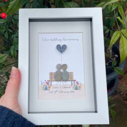 Personalised Silver Wedding Anniversary Gift, 25Th Pebble Picture, 25 Years Married, Art, Stone Picture - thumbnail 2