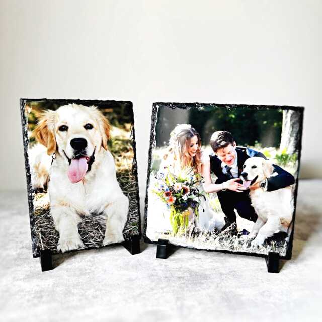 Photo Slate Anniversary Gift, Personalised Stone Frame For Couples - image 1
