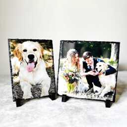 Photo Slate Anniversary Gift, Personalised Stone Frame For Couples