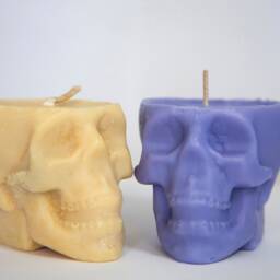 Cute Creepy Skull Candles Unique Scented Medium - Personalised, Funky, Gift Talking Point, Custom Hand Made Colours Soy Wax Vegan - thumbnail 2