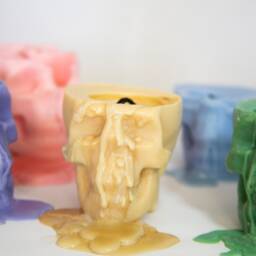 Cute Creepy Skull Candles Unique Scented Medium - Personalised, Funky, Gift Talking Point, Custom Hand Made Colours Soy Wax Vegan - thumbnail 3