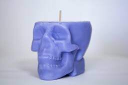 Cute Creepy Skull Candles Unique Scented Medium - Personalised, Funky, Gift Talking Point, Custom Hand Made Colours Soy Wax Vegan - thumbnail 1