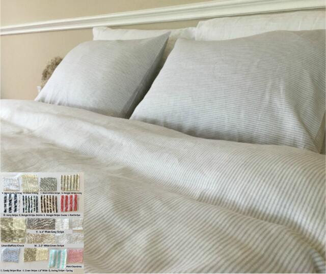 Natural Linen Striped Duvet Cover, Over 15 Stripes To Choose, Bengal Stripe, Ticking Pinstrpie, Bedding, Custom Size - image 1
