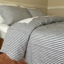 Natural Linen Striped Duvet Cover, Over 15 Stripes To Choose, Bengal Stripe, Ticking Pinstrpie, Bedding, Custom Size - thumbnail 4