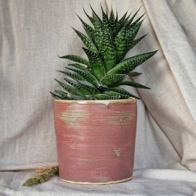 Dark Pink Ceramic Planter, Handmade Glazed Pot, Speckled Plant Large Rose Vessel, Unique British Gift, Handcrafted Pots - image 1