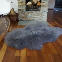 Sheepskin Grey Iceandic Throw Genuine Leather Sheep Skin Decorative Rug Grey Comfy, Cozy, Hair Is Very Thick, Shiny - thumbnail 2