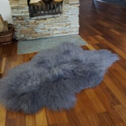 Sheepskin Grey Iceandic Throw Genuine Leather Sheep Skin Decorative Rug Grey Comfy, Cozy, Hair Is Very Thick, Shiny - thumbnail 3