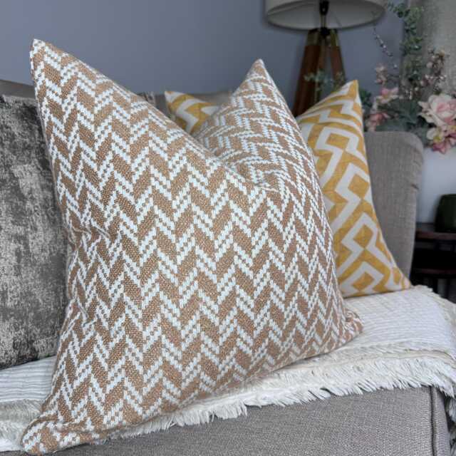Orange Caramel Chevron Cushion Cover, Decorative Pillow Cover Sofa Throw Pillow, Furnishing Weave Fabric By John Lewis & Partners - image 1