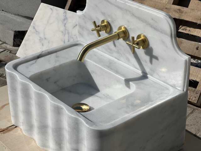 Carrara Marble Sink - Handmade Bathroom Vanity - image 1