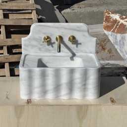 Carrara Marble Sink - Handmade Bathroom Vanity - thumbnail 2
