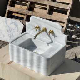Carrara Marble Sink - Handmade Bathroom Vanity - thumbnail 3