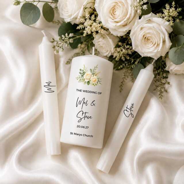 Wedding Candle Gift Set - Personalised Special Day Bride Groom Unity Unscented - image 1
