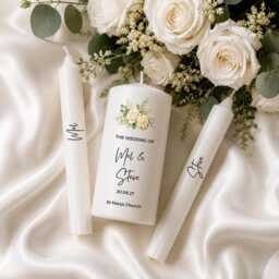 Wedding Candle Gift Set - Personalised Special Day Bride Groom Unity Unscented - thumbnail 1