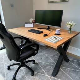 Thick Solid Oak Office Desk Handmade Modern Wood Table - thumbnail 2