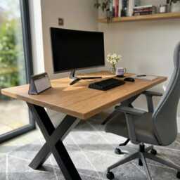 Thick Solid Oak Office Desk Handmade Modern Wood Table - thumbnail 4