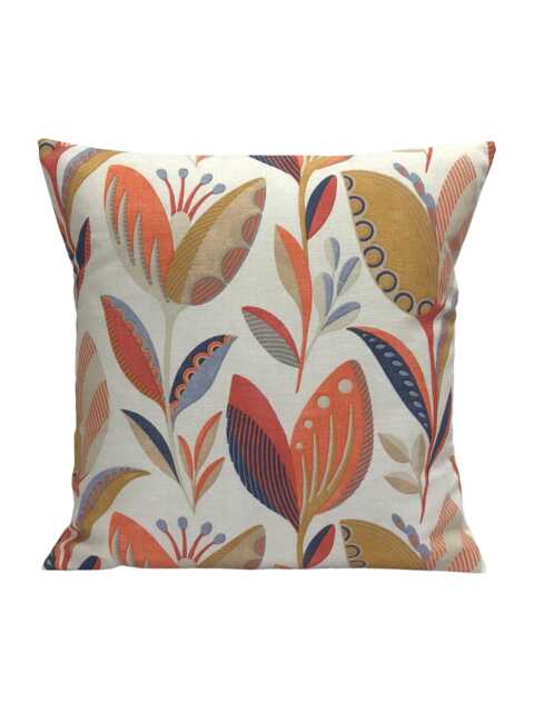 "Fryetts Leon Fabric Burnt Orange Navy Floral Cushion Covers 16"" 18"" 20"" 22" - image 1