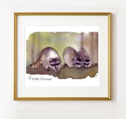 Raccoon Watercolor Painting Print - thumbnail 1