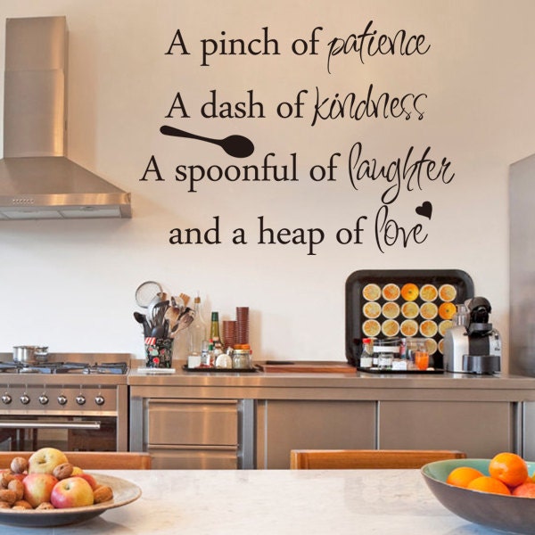 Kitchen Wall Decals Recipe Quote Pinch Of Patience Dash Kindness Spoonful Laughter Heap Love Vinyl Letters - 160 - image 1