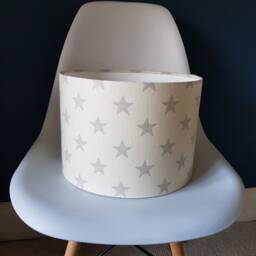 Handmade Star Lampshade Clarke & Cream Grey Linen Drum Shade - thumbnail 3