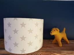 Handmade Star Lampshade Clarke & Cream Grey Linen Drum Shade - thumbnail 1