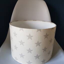Handmade Star Lampshade Clarke & Cream Grey Linen Drum Shade - thumbnail 2