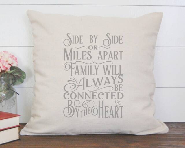 Connected By Heart Throw Pillow Family Gift, Housewarming Decor - image 1