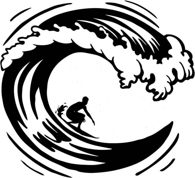 Surf Board Surfs Up Surfing The Waves Vinyl Decal Graphic Sticker Sign Wall Art Vw Campervan Motorhome Car Van Bonnet Side Surfboard Fun