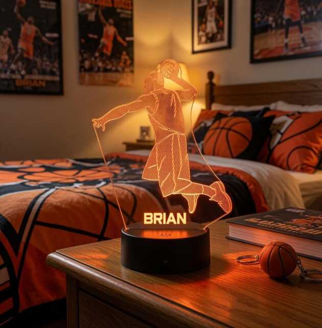 Personalised Basketball Led Night Light Sports Bedroom Decor - image 1