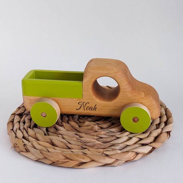 Wooden Toy Car - Personalized Baby Gift Wood Truck Eco-Friendly Nursery - image 1