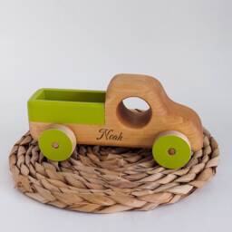 Wooden Toy Car - Personalized Baby Gift Wood Truck Eco-Friendly Nursery - thumbnail 1