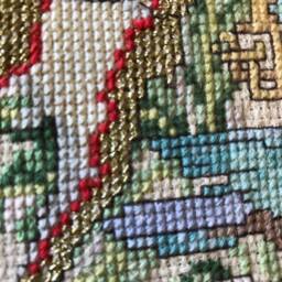 Completed Heart Cross Stitch Glitter Ribbon, Birds & Butterflies - thumbnail 2