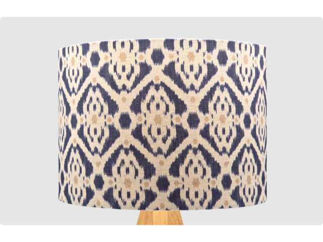 Navy Blue Beige Ikat Lampshade Table Floor Lamp/Ceiling Pendant Small Medium Large 20cm 25cm 30cm 35cm 40cm Fabric Drum Light Shade - image 1