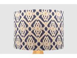 Navy Blue Beige Ikat Lampshade Table Floor Lamp/Ceiling Pendant Small Medium Large 20cm 25cm 30cm 35cm 40cm Fabric Drum Light Shade - thumbnail 1