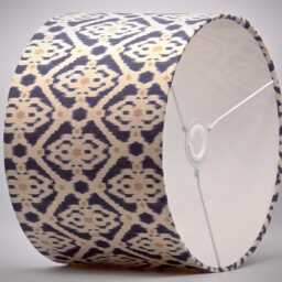 Navy Blue Beige Ikat Lampshade Table Floor Lamp/Ceiling Pendant Small Medium Large 20cm 25cm 30cm 35cm 40cm Fabric Drum Light Shade - thumbnail 3