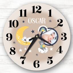 Baby Boy Girl Nursery Room Moon Photo Neutral Custom Gift Personalised Clock