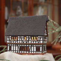 Midene Ceramic House Tea Light Candle Holder Home Decor Miniature Replica Of The Historic Town Hall in Schotten Germany Tiny House - thumbnail 2
