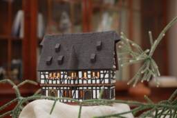 Midene Ceramic House Tea Light Candle Holder Home Decor Miniature Replica Of The Historic Town Hall in Schotten Germany Tiny House - thumbnail 1