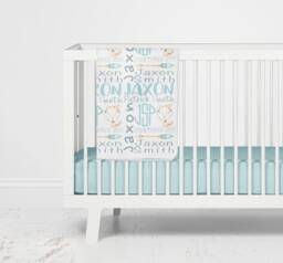 Personalized Baby Blanket Boy/Custom Fox Name Monogrammed Shower Gift Receiving Blanket Swaddle - thumbnail 1