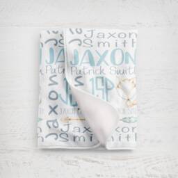 Personalized Baby Blanket Boy/Custom Fox Name Monogrammed Shower Gift Receiving Blanket Swaddle - thumbnail 2