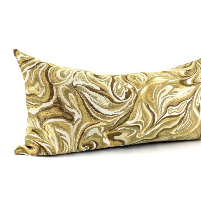 Green & Gold Throw Pillow Cover 12x24 Abstract Upholstery Fabric Pillowcase - image 1