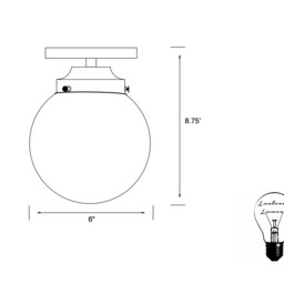 Bjorn Modern Single Light 6In Globe Ceiling Kitchen Flush Mount - thumbnail 4