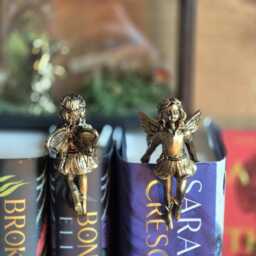 Fairy Book Ornaments, Gold Rustic Fantasy Bookends, Set Of 2 - thumbnail 3