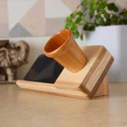 Wooden Phone Holder & Amplifier in One Personalized Laser Engraved Gift - thumbnail 3